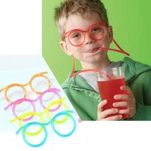 1PC Funny Soft Straw Glasses Plastic Drinking Straws Unique Flexible Drinking Tube Kids Birthday Party Supplies Accessories