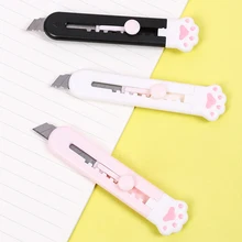 1PC Kawaii Mini Pocket Cat Paw Art Utility Knife Express Box Knife Paper Cutter Refillable Blade Stationery School Stationery