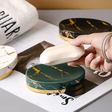 1PC Marbled Ceramic Bathroom Soap Dish Restaurant Hotel Bathroom Soap Storage Items Bathroom Decoration Household Soap Box