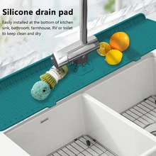 1PC Silicone Faucet Mat Faucet Water Catcher Mat Kitchen Faucet Sink Splash Guard Sink Draining Pad Behind Faucet Drip Protector