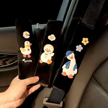 1PCS Car Seat Belt Shoulder Cover Car Anti-strain Protective Cover Plush Cute Cartoon Car Interior Decoration Universal Female