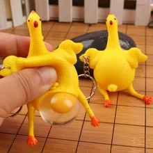 1PCS Funny Gadgets Novelty Antistress Squeeze Chicken Laying Egg Chicken Toys Keyring Surprise Squishy Kids Toy Holiday Gifts