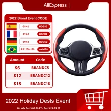 1Pair Universal Carbon Fiber Red Car Steering Wheel Cover Anti Slip Comfort Auto Interior Decoration Styling Car Accessories