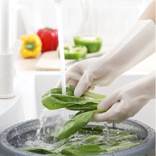 1Pair Waterproof Rubber Latex Dish Washing Gloves Kitchen Durable Cleaning Housework Chores Dishwashing Tools Female