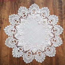 1Pc 40x40cm Creative Vintage Lace Trim Embroidered Round Table Linens Placemats Home Decor