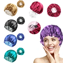 1Pc Adjustable Satin Bonnet Sleep Cap Silky Satin Cap for Night Sleeping Hair Bonnet X-Large Size Reversible Double Layer