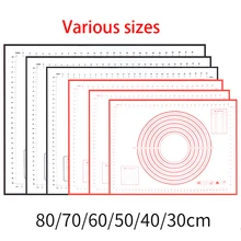 1Pcs 80/70/60/50/40/30cm Silicone Baking Mat Pastry Rolling Kneading Pad Kitchen Crepes Pizza Dough Non-stick Pan Pastry Mat