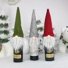 1Pcs Christmas Decorations Bottle Cover Dress Up Holiday Party Supplies Wine Bottle Cap Champagne Sleeve Kitchen Accessories