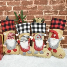 1Pcs Christmas Stocking Tree Ornaments Santa Sacks for Fireplace Christmas Stocking Sacks Hanging Pendants Xmas Decorations