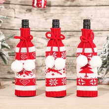 1Pcs Christmas Wine Bottle Cover Merry Christmas Decorations For Home Xmas GiftNatal Noel Christmas Table Decoration Tableware