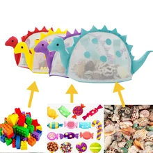1Pcs Colorful Mesh Beach Bag Sea For Kids Dinosaur Sea Shell Bag Beach Toys Storage Bag Adjustable Small Mesh Bag With Zipper