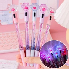 1Pcs Creative Cartoon Cat Paw Light Pen 0.38mm Cute Glowing Gel Pen Student Stationery School Office Signature Writing Supplies