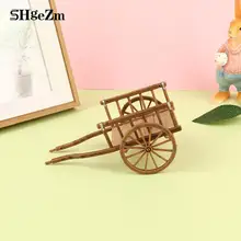 1Pcs Miniature Simulation Cart Models Barrows Pulling Cart Dollhouse Garden Furniture Micro Landscape Kids Pretend Toys