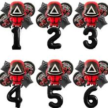 1Set Korean Squid Game Foil Balloon Cartoon Game Theme Decoration 40inch Black Numbers Boy Birthday Party Baby Shower Supplies