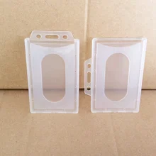 1pc Clear Acrylic Hard Plastic Work ID Card Holder Protector Cover Case ID Card Holder Office Supplies