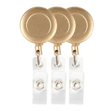 1pc Cute Metalic Color Retractable Pull Key Ring ID Badge Reel Holder Name Tag Card Holder Badge Holder Key Chain Stationary