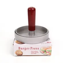 1pc DIY Hamburger Press Aluminum Alloy Round Shape Burger Meat Beef Grill Burger Press Patty Maker Handle Mold Kitchen Meat Tool