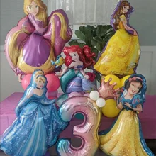 1pc Disney Princess Snow White Belle Mermaid Foil Balloons Girl Birthday Party Baby Shower Ballon Decoration Supply Kids Gifts