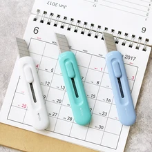 1pc Simple Utility Knife Pure Color Type Mini Cute Cutter Knife Office Supplies Kawaii Foldable Sissors Art Craft Supplies