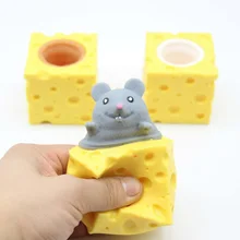 1pc Squeeze Cheese Mouse Decompression Evil Mice Cup Squishy Squirrel Cups Toy Stress Reliever Anxiety Sensory Fidget Toys