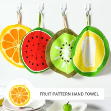 1pcs Hanging Kitchen Absorbent Wipes Hand Towels Bathroom Quick-Drying Cute Fruit Printed Dish Cloths Drying Fruit Shape Cloth