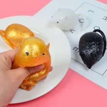 1pcs Squeeze Gold Black White MouseToys Stretch Animals Ball Stress Relief TPR Decompression Toy