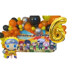 1set Naruto Uzumaki Theme Balloons Boys Birthday Party Decor Gold Balloon 1 2 3 4 5 6st Baby Shower Supplies Kids Gift Toy Globo