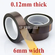 1x 6mm*33M*0.12mm (120um) High Temperature Resist Tape  Adhesive Polyimide Film Tape for BGA  SMT  Insulation Hot Appliance