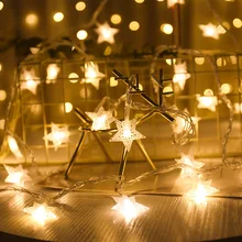 20/40LED Star Shaped Led Light Garlands Fairy Lights String Lights Xmas Battery-operated Garland Home Party Christmas Decoration