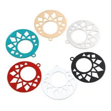20 PCs Iron Based Alloy Filigree Stamping Charms Round Hollow Pendants For DIY Necklace Earrings Jewelry Finding  22mm x 20mm