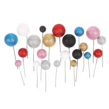 20 Pcs Glitter Balls Decor Mixed Size Colorful Balloons Cupcake Topper Birthday Party Wedding Dessert Cake Decoration