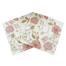20 Pcs Vintage Flower Paper Napkins Table Decoration Disposable Tableware Wedding Party Paper