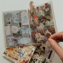 20 Sheets/Set  Vintage PET Sticker Book Diy Diary Butterfly INS Album Scrapbooking Retro Flower Material Paper Decorative Sticke