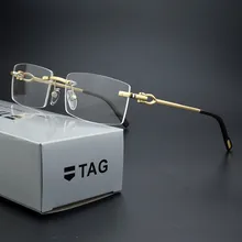 2021 Rimless glasses frame men myopia prescription eye glasses frames for women design fashion Brand Square computer spectacles