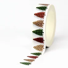 2022 1PC 10M Decorative Plaid Trees Christmas Washi Tape for Journaling and Gift Wrapping Masking Tape Cute Papeleria