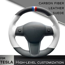 2022 Custom Car Steering Wheel Braid Cover for Tesla Model 3 Model y 100% Fit stylish fashion Soft Non-slip Auto interior