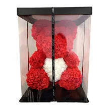 2022 DropShipping 40cm Rose Bear Heart Artificial Flower Rose Teddy Bear For Women Valentine's Wedding Birthday Christmas Gift