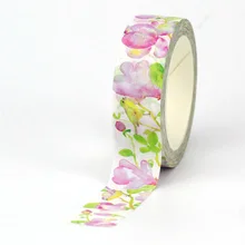 2022 NEW 1PC 10M Decorative Watercolor Pink Green Flowers Washi Tape for Planner Adhesive Masking Tape Cute Papeleria