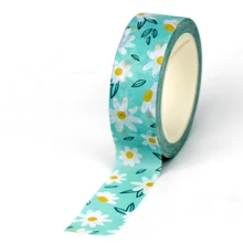 2022 NEW 1PC 10M Decorative White Floral on Blue Washi Tape for Scrapbooking Planner Masking Tape Cute Stationery