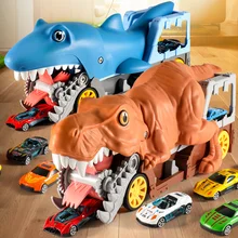 2022 New Dinosaur Devouring Children's Toy Car Puzzle Tyrannosaurus Rex Engineering Car Sound With Light Car Toys Gifts for Kids