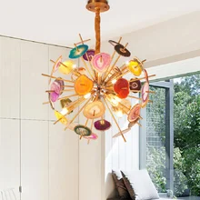 2022 New Trend Multicolor Agate Chandelier LED Modern Suspension Nodic Style Hanging Lamp Home Decor Restaurant Cafe Hotel