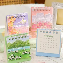 2023 Mini Landscape Painting Flower Calendar Creative Desk Decoration Calendar Student School Office Decoration Calendar