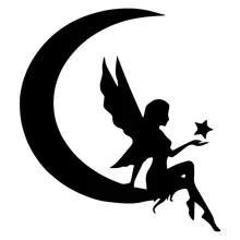 20CM*18CM Lovely Fairy and Moon with Star Decal PVC Fashion Auto  Windshield Trunk Decoration Sun Protection Car Sticker