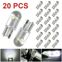 20PCS COB Light Bulbs T10 6000K 12V Car Interior LED Bulbs White PMMA Dome Reading Map Light Durable Stable Interior Accessories