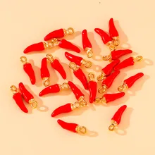 20Pcs 5*18mm Cute Enamel Red Chilli Vegetable Charms Alloy Pendant for DIY Necklace Drop Earring Crafts Jewelry Making Accessory