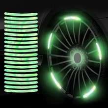 20Pcs Car Wheel Sticker Night Light-emitting Tape Motorcycle Tire Sticker Bicycle Driving Safety Reflective Warning Stickers