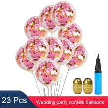 20pcs 12 Inch Confetti Balloons Decorations for Baby Shower Wedding Birthday Celebration Party With Air Pump Curling Ribbon
