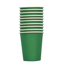 20pcs Solid Color Green Disposable Paper Cups Pure Color Birthday Party Supplies Green Color Disposable Cups