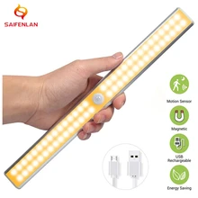 24/40/60 LED Cabinet Light PIR Motion Sensor USB Chargeable LED Under Cabinet Night Light Closet Stairs Kitchen Lamp Wall Lamps