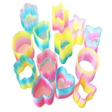 24 PCS/lot 4.5cm multishaped Magic Plastic Colorful Bounce Rainbow transparent Spring Funny Classic toy for children